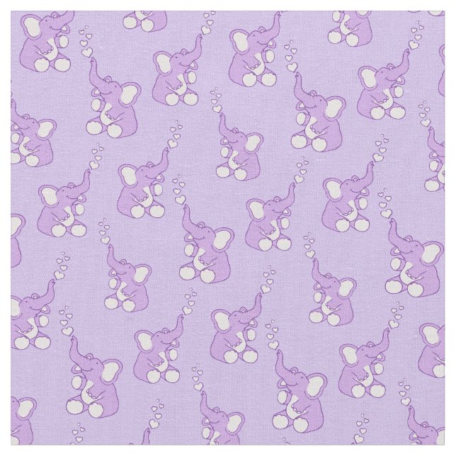 Tecido de infantário roxo de elefante bebê (Detalhe)