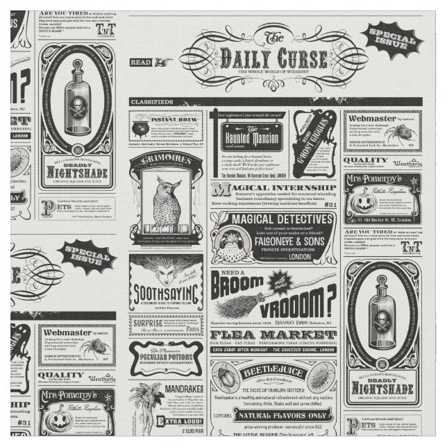 Tecido de jornal assustador (Detalhe)