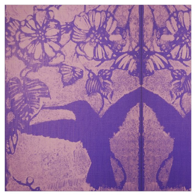 Tecido de Lavanda Desbotada de Beija-flores (Modelo)