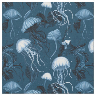 Tecido de medusa azul profunda