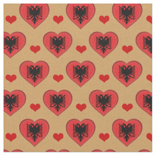 Tecido de moda Albanês Flag & Red Heart /Albânia