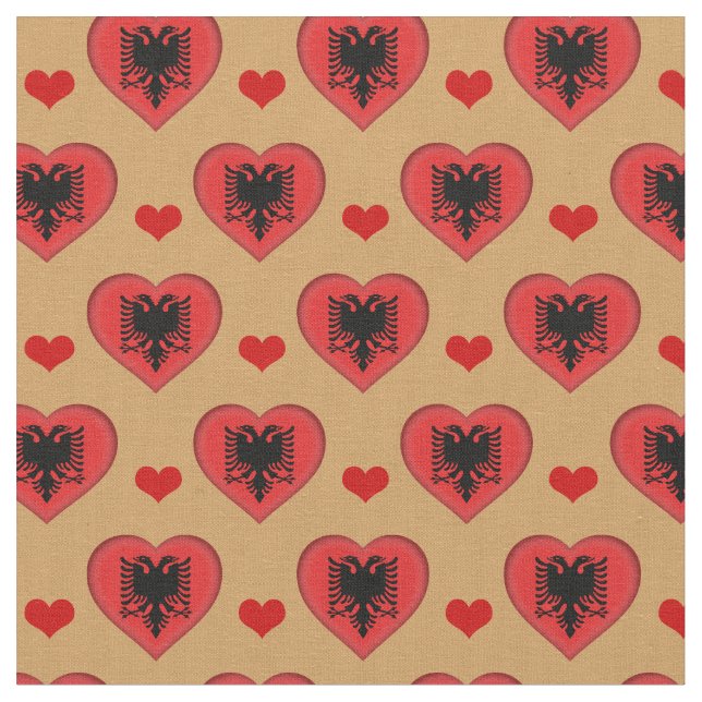 Tecido de moda Albanês Flag & Red Heart /Albânia (Detalhe)
