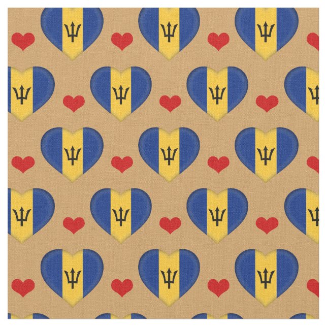 Tecido de moda Barbados Flag & Red Heart /Barbados (Detalhe)