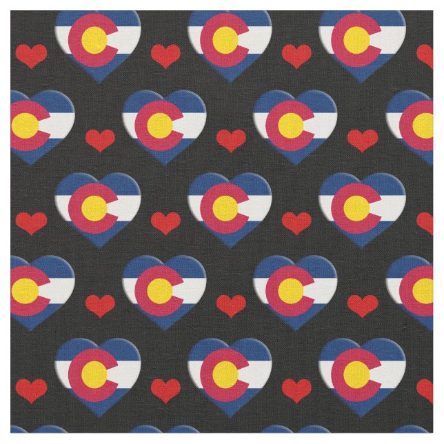 Tecido de moda Colorado Flag & Red Heart / EUA (Detalhe)