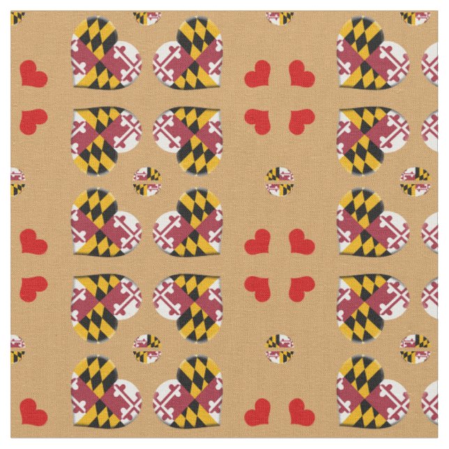 Tecido de moda de Maryland Flag e Maryland Hearts/ (Detalhe)