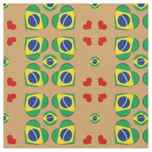 Tecido de moda do Coração da Bandeira e do Brasi