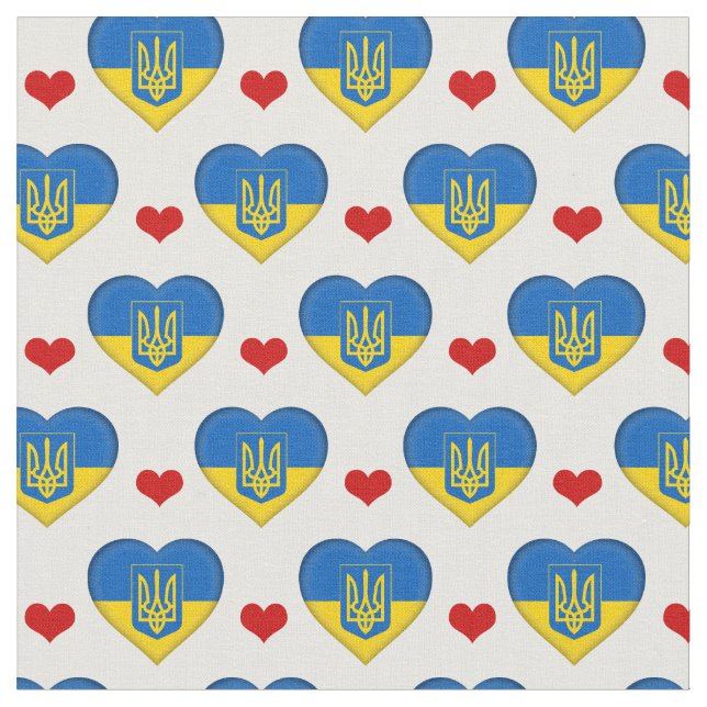 Tecido de moda do Sinalizador Ucraniano e Coração  (Detalhe)