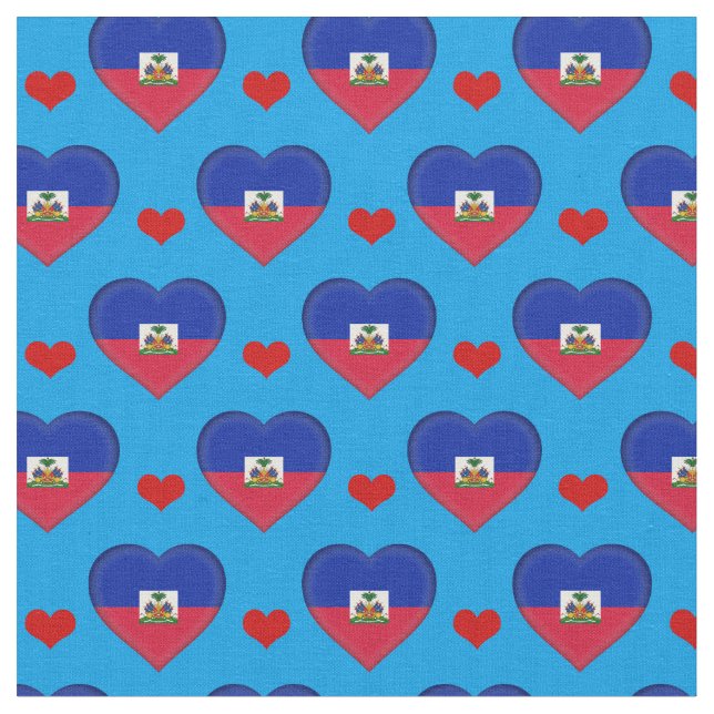 Tecido de moda Haitiano Flag & Red Heart /Haiti (Detalhe)