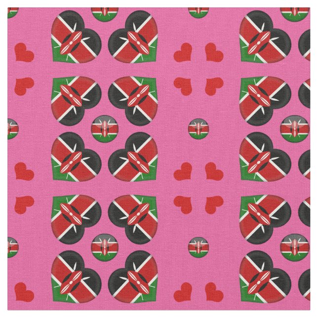 Tecido de moda Kenyan Flag & Kenya Heart (Detalhe)
