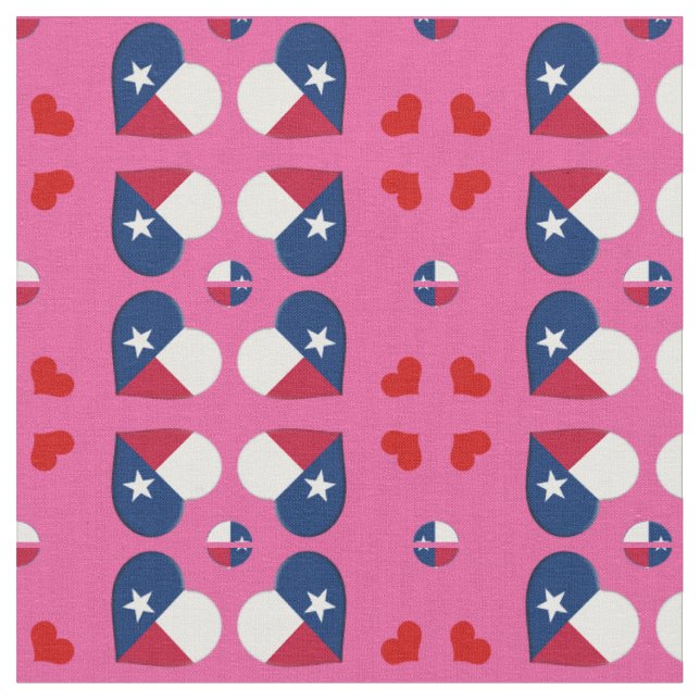 Tecido de moda Texas Flag & Texas Hearts / EUA (Detalhe)