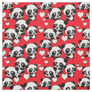 Tecido de Namorados Pandas e Corações