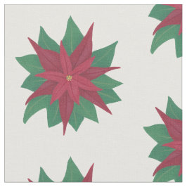Tecido de Natal de Poinsettias Verdes Brancas Verm