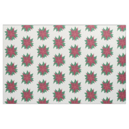 Tecido de Natal de Poinsettias Verdes Brancas Verm