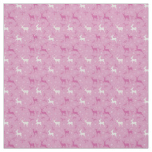 Tecido de Natal de Reindeer Rosa