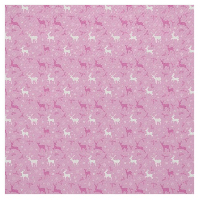Tecido de Natal de Reindeer Rosa (Modelo)