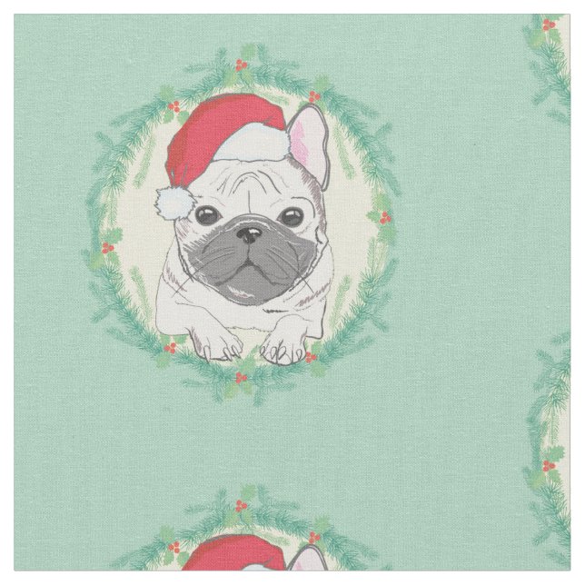 Tecido de Natal do Buldogue Francês (Detalhe)