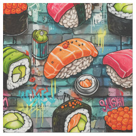 Tecido de Padrão Contínuo de Sushi com Grafite