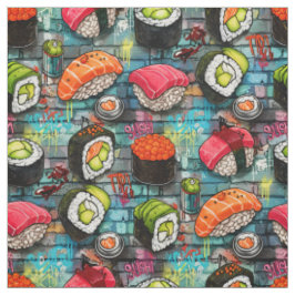 Tecido de Padrão Contínuo de Sushi com Grafite