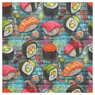 Tecido de Padrão Contínuo de Sushi com Grafite