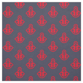 Tecido de padrão de âncora em Marinho e vermelho