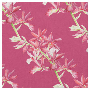 Tecido de padrão de arte orquídeo botânico