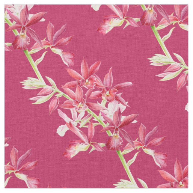 Tecido de padrão de arte orquídeo botânico (Detalhe)