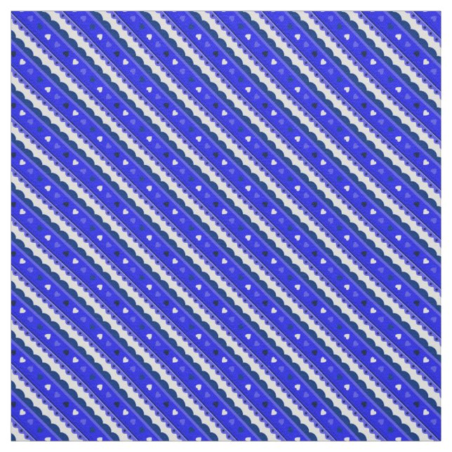 Tecido de Padrão de Corações e Renda/Azul (Modelo)