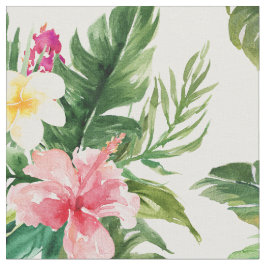 Tecido de Padrão de Flores Tropicais de Aquarela