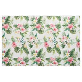 Tecido de Padrão de Flores Tropicais de Aquarela