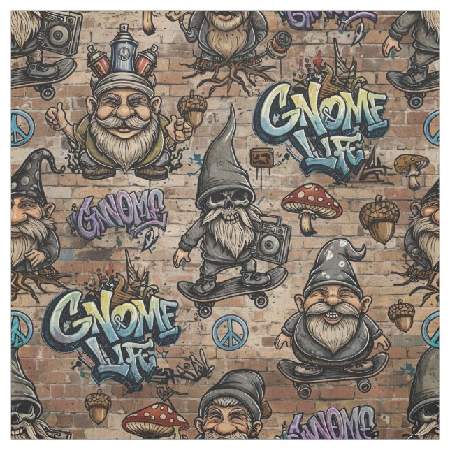 Tecido de Padrão de Gnomos de Grafite Urbana (Modelo)