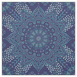 tecido de padrão de mandala azul e téal marinho