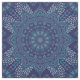 tecido de padrão de mandala azul e téal marinho
