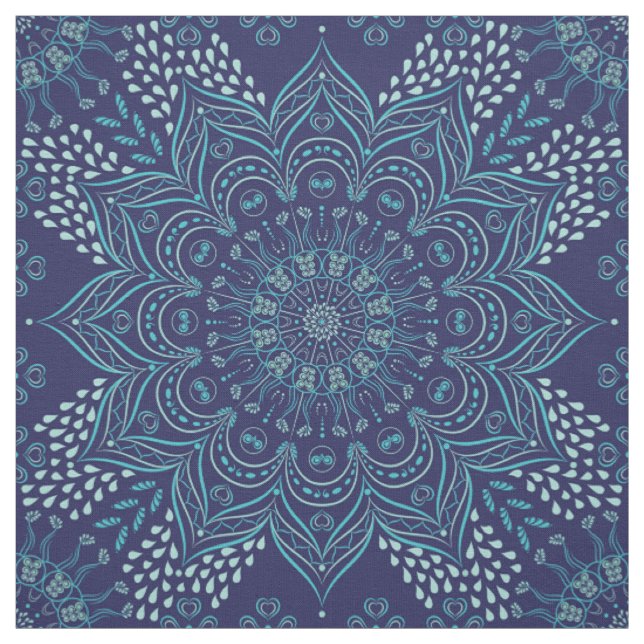 tecido de padrão de mandala azul e téal marinho (Modelo)
