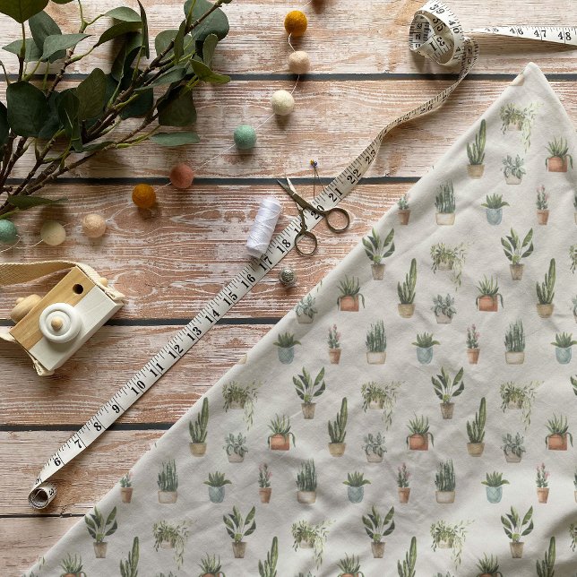 Tecido de Padrão de Plantas Potentes de Aquarela (Criador carregado)