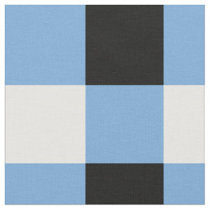 Tecido de padrão de tabuleiro azul, preto e branco