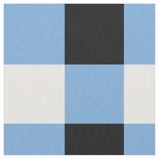 Tecido de padrão de tabuleiro azul, preto e branco (Detalhe)