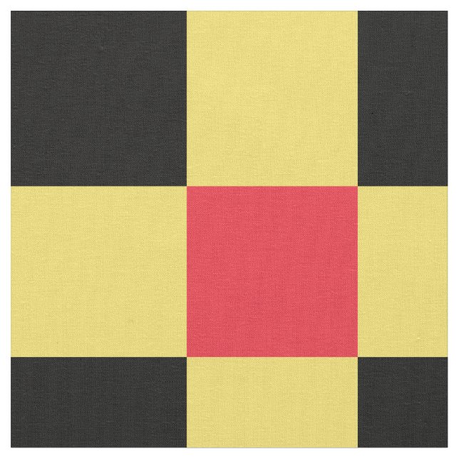 Tecido de padrão de tabuleiro vermelho, amarelo e  (Detalhe)