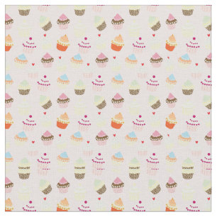 Tecido de padrão do Cupcake gráfico