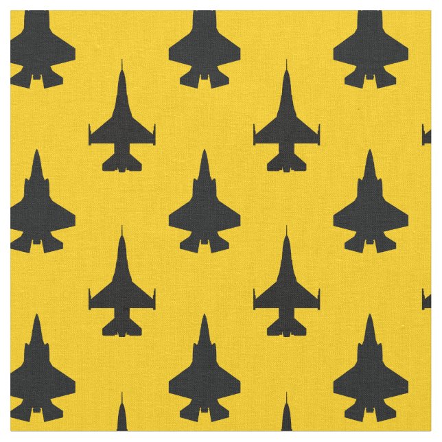 Tecido de padrão F16 e F35 preto no amarelo (Detalhe)