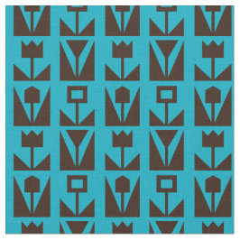 Tecido de Padrão Floral Geométrico Azul Abstrato