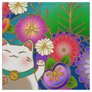 Tecido de padrão japonês com gato sortudo