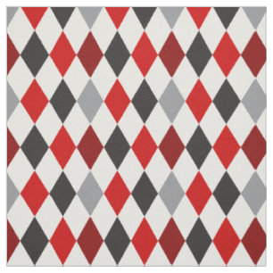 Tecido de Padrão Raider Red & Black Argyle