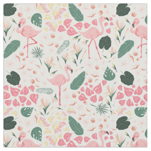 Tecido de Padrão Tropical Flamingo Rosa