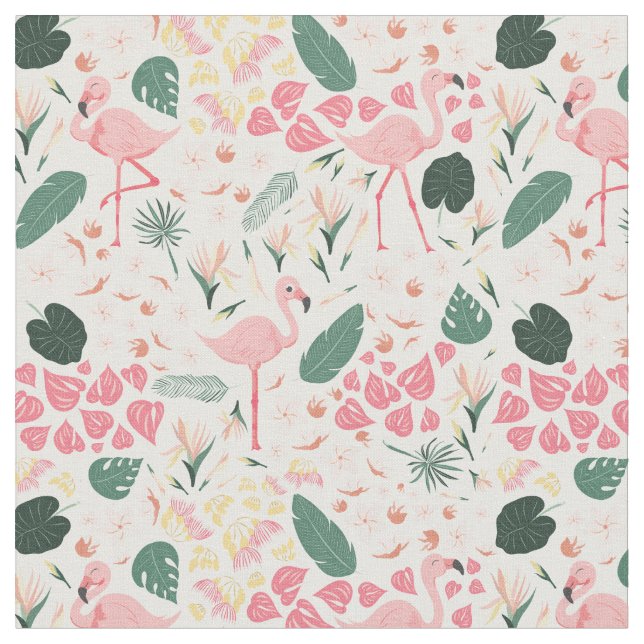Tecido de Padrão Tropical Flamingo Rosa (Detalhe)