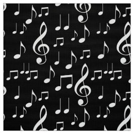 Tecido de padrões de notas brancas pretas