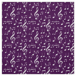 tecido de padrões de notas de música branca