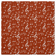 tecido de padrões de notas de música branca