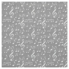 tecido de padrões de notas de música branca