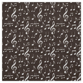 tecido de padrões de notas de música branca