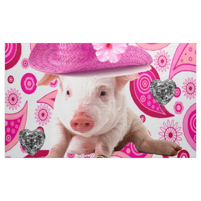 Tecido de Paisley Rosa-Prata Corações Rosa (Jarda)